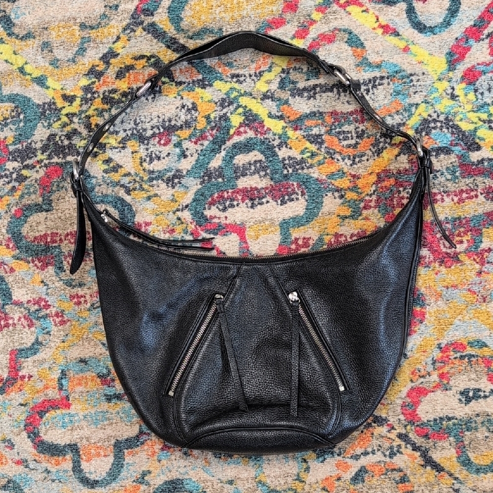 By Far Black Pebbled Leather Shoulder Bag